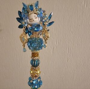 Blue and Gold Handmade Skullpanda Pen